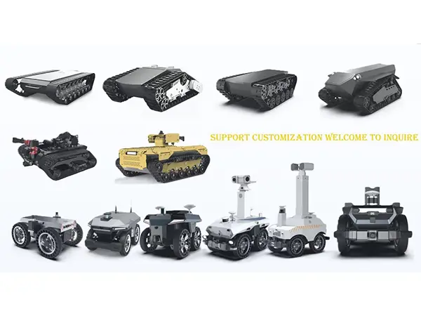 O novo produto da Tianjin Weide Aviation chegou, com chassis sobre esteiras e rodas adaptados a vários cenários, ajudando robôs especiais a operar com eficiência