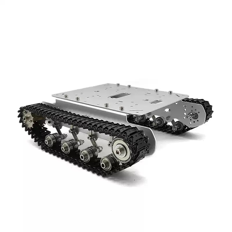 Chassi do robô tanque rastreador totalmente metálico com absorção de choque