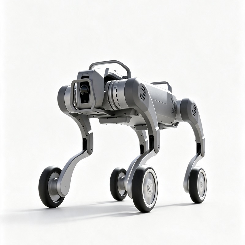 Cão-robô quadrúpede com pernas de roda para todo terreno