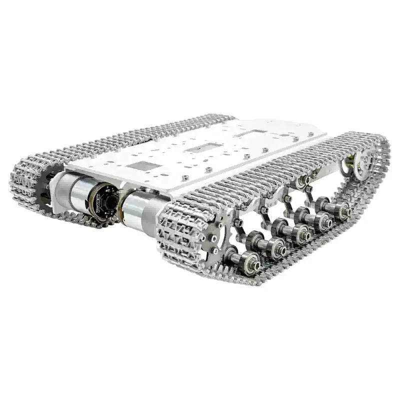 Chassi de robô rastreado com absorção de choque de metal